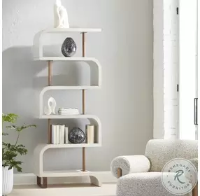 Bia Modern White And Antique Brass Etagere