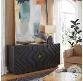 Faulkner Black 4 Door Accent Cabinet