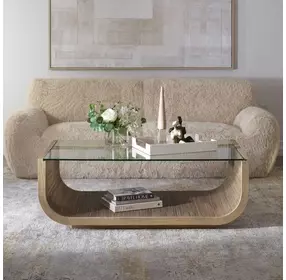 Prescott Driftwood Gray Rectangular Glass Top Coffee Table