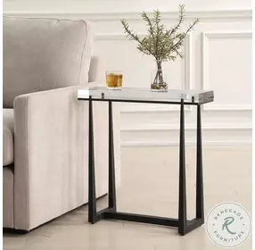 Midas Dark Bronze Thick Crystal Top Accent Table