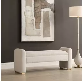 Arlington Ivory Upholstered Accent Bench