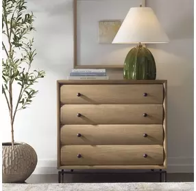 Prescott Warm Natural and Bronze 4 Drawer Accent Chest