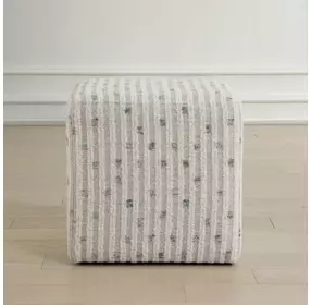 Fairmont White Upholstered Square Ottoman