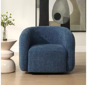 Kingsley Blueberry Upholstered Swivel Barrel Chair