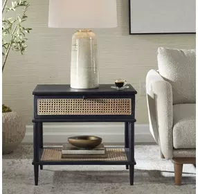 Oakley Matte Black and Brown Rectangular Side Table