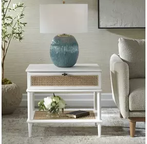 Coast White and Brown Rectangular Side Table