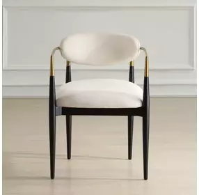 Moxie Off White and Black Upholstered Dining Arm Chair