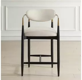 Alden Off White and Black Upholstered Counter Height Stool