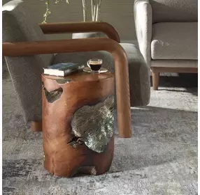 Oakley Natural Teak and Silver Accent Stool