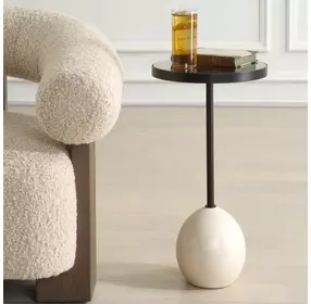 Fairmont Bronze and Latte Round Glass Top Accent Table