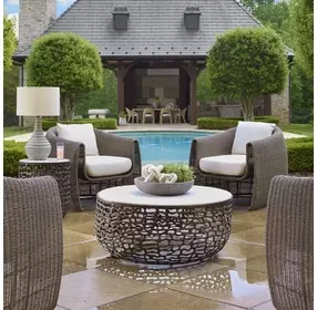 Belmont Oyster White and Mocha Upholstered Outdoor Lounge Chair