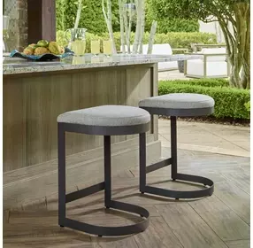 Maude Taupe Gray Outdoor Counter Height Stool
