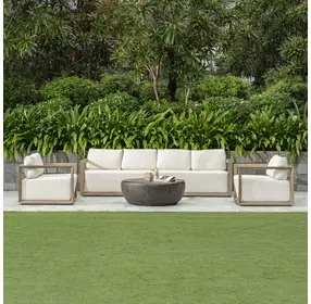 Carlisle Oyster White and Weathered Gray Upholstered Outdoor Lounge Chair