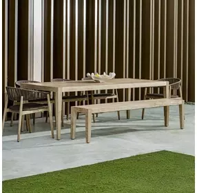 Arlington Cerused Wheat Outdoor Dining Bench