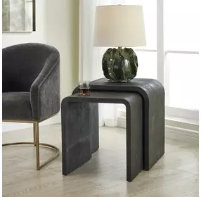Alden Gray Rectangular Nesting Side Table Set of 2
