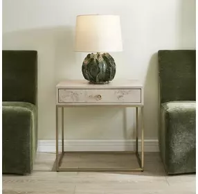 Langston Light Washed and Brushed Brass Rectangular Side Table