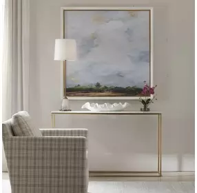 Oakley Gold and White Rectangular Marble Top Sofa Counter Table