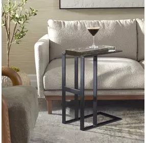 Hamilton Black Rectangular Glass Top Accent Table