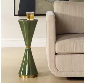 Monterey Brass and Jade Green Round Drink Table