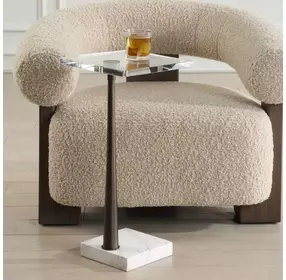 Riverton Black and White Square Crystal Top Drink Table