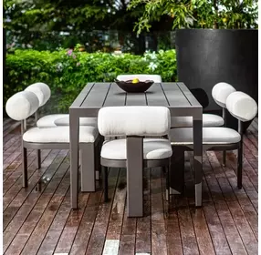 Bolster Back Oyster White Upholstered Outdoor Dining Chair
