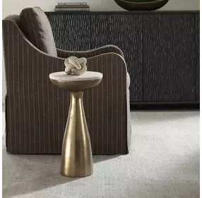 Torin Antique Brass and White Round Marble Top Drink Table