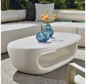 Leyton Warm White Outdoor Oval Coffee Table