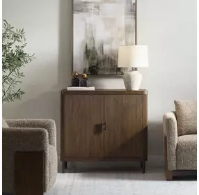 Belmont Light Walnut and Matte Black 2 Door Accent Cabinet