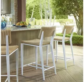 Calbas White and Brown Outdoor Counter Height Stool
