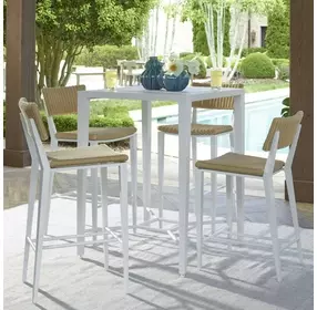 Grafton White Outdoor 32" Square Bar Table