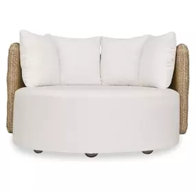 Kingsley Oyster White Upholstered Outdoor Round Swivel Daybed