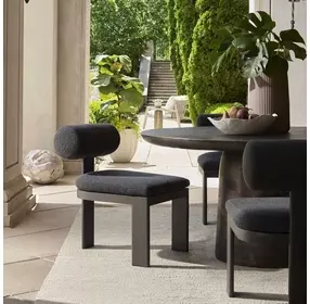 Bolster Back Charcoal Upholstered Outdoor Dining Chair