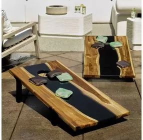 Langston Brown and Black Rectangular Game Table Set of 2