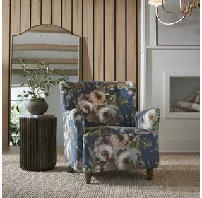 Prescott Blue and Brown Upholstered Arm Chair