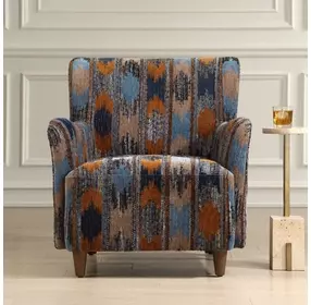 Prescott Blue and Orange Upholstered Ikat Arm Chair