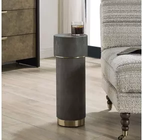 Oakley Charcoal and Brushed Brass Round Drink Table