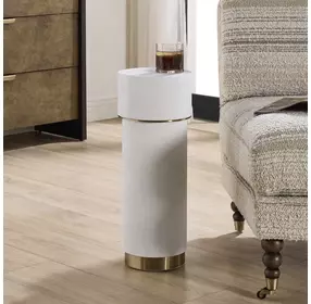 Wessex White and Brushed Brass Round Drink Table