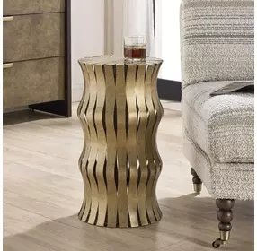 Prescott Aged Gold Round Accent Table