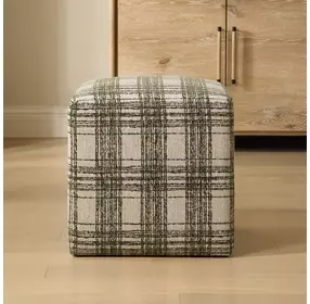 Fairmont Ireland Green and White Upholstered Square Ottoman