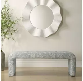 Grafton Spa Blue and White Upholstered Accent Bench