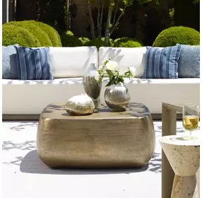 Hamilton Aged Brass Outdoor Square Coffee Table