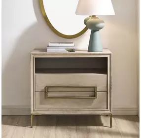 Alden Light Oak and Brushed Brass Rectangular Side Table