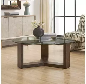 Fairmont Brown Round Glass Top Coffee Table