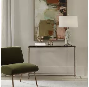 Hamilton Antique Brass Rectangular Glass Top Console Table