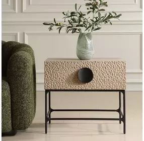 Prescott Beige and Black Rectangular Side Table