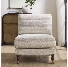 Prescott Beige and Brown Upholstered Slipper Chair