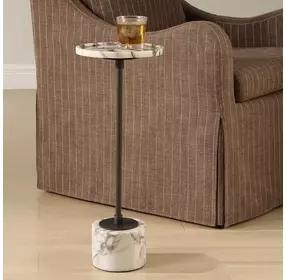 Brunson Dark Bronze and White Marble Top Drink Table