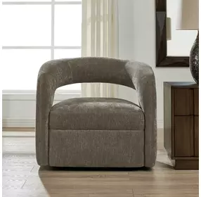 Arlington Taupe Upholstered Swivel Barrel Chair