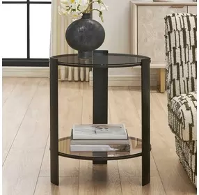 Prescott Bronze Round Glass Top Side Table