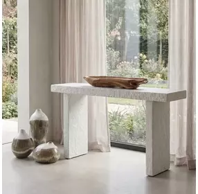 Langston Limestone Outdoor Rectangular Console Table